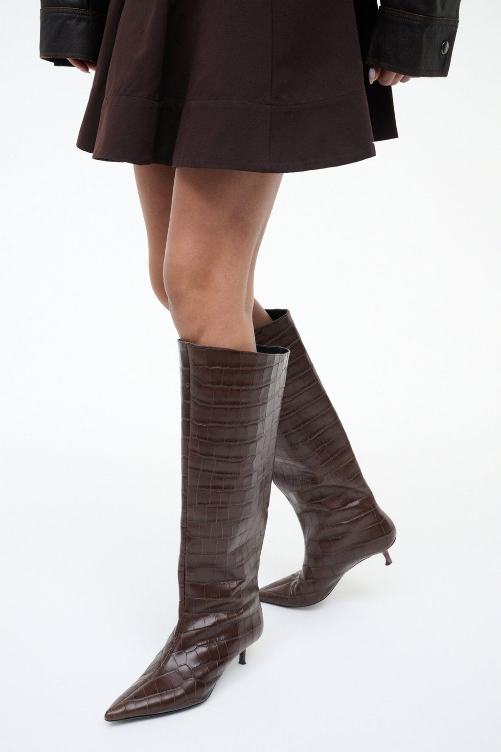 SEBASTIAN KITTEN HEEL BOOT | ESPRESSO CROCO