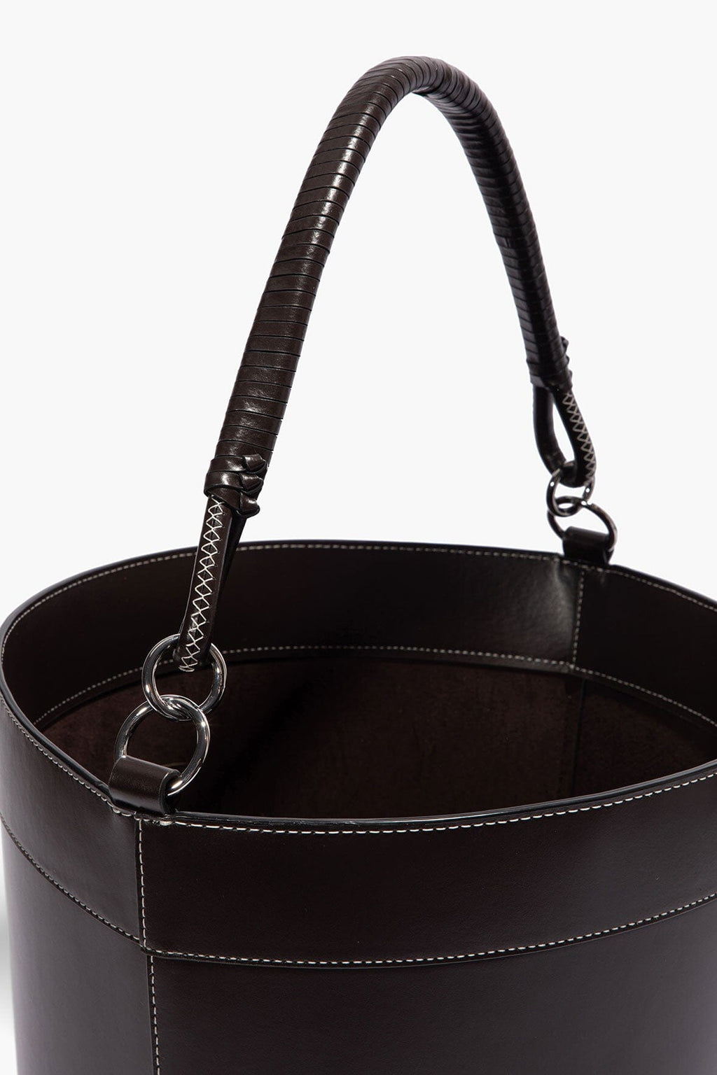 MOREAU LEATHER BIN WITH HANDLE | ESPRESSO