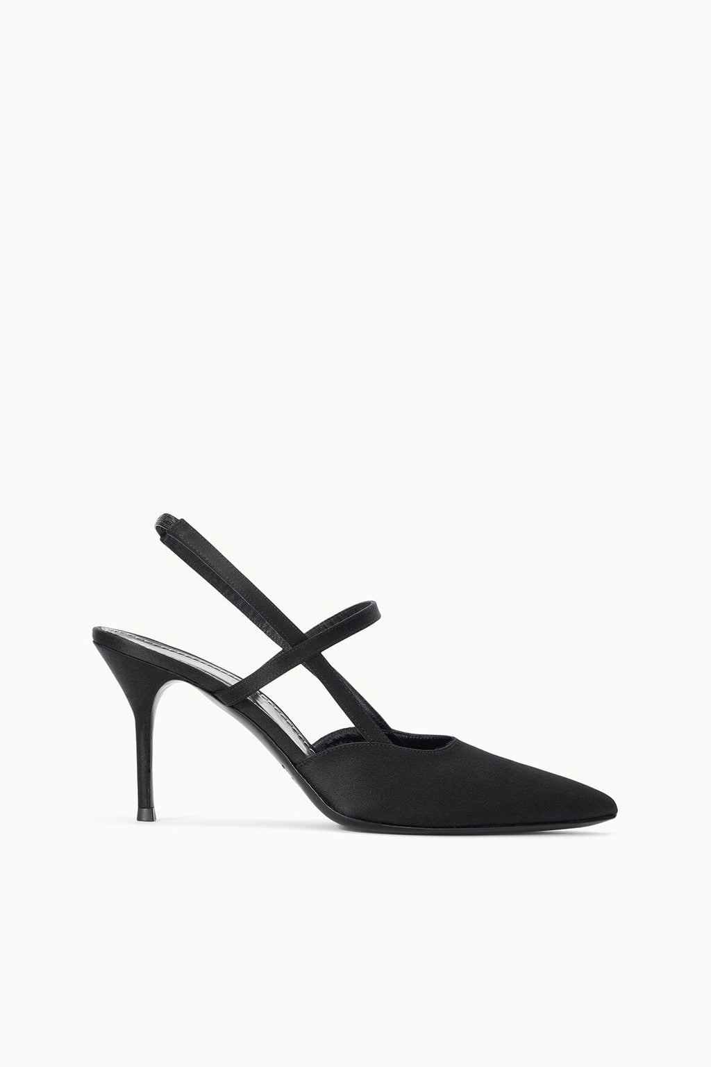 SEBASTIAN HIGH HEEL SLINGBACK | BLACK SATIN